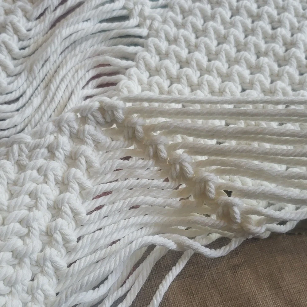 Macramé Boho White Runner Table New